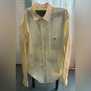 Vintage Lacoste Yellow and White Button Down Shirt size 45 (XL)